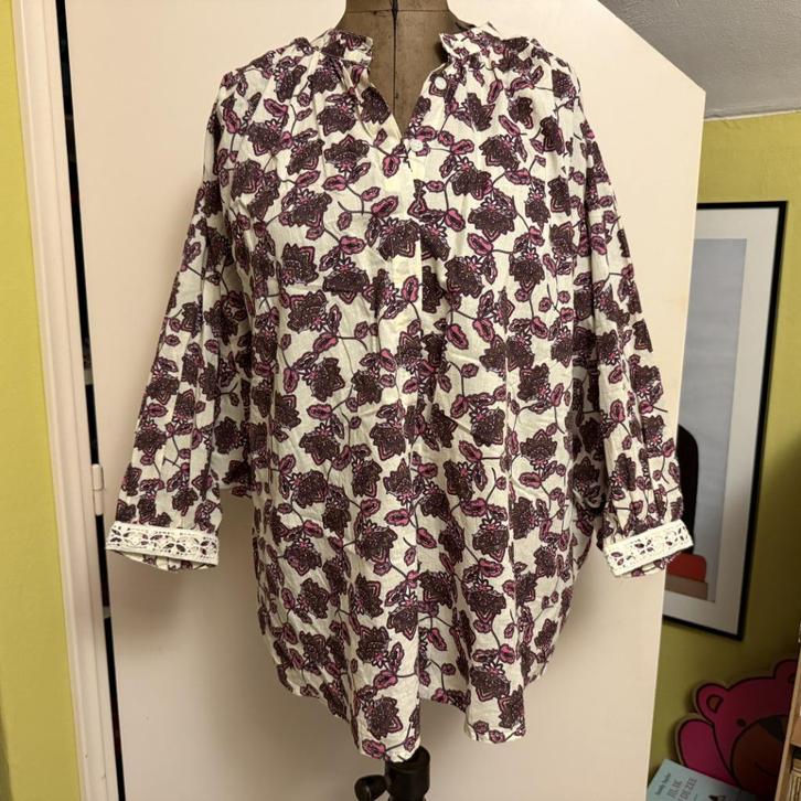 Lonneke Nooteboom katoenen blouse Mt L/XL = 42/44/46 ZGAN!!!, Kleding | Dames, Blouses en Tunieken, Zo goed als nieuw, Maat 42/44 (L)