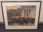 Jos rovers tekening ets Waterlooplein, Antiek en Kunst, Ophalen