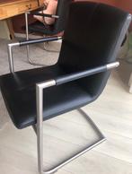 Zwart lederen stoelen 4 stuks, Huis en Inrichting, Stoelen, Ophalen, Zwart, Zo goed als nieuw, Metaal