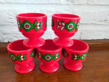 EMSA RETRO VINTAGE ROOD EIERDOPJES 60 70 80 HIPPIE BOHO beschikbaar voor biedingen