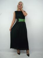 *Abfab Vintage Zwarte Lange Plisse Jurk 42*, Zwart, Maat 42/44 (L), Ophalen of Verzenden, Zo goed als nieuw