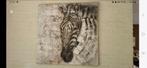 Schilderij zebra met reliëf, 120x120cm, Ophalen