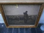 Oud Goudkleurig lijstje met Schaaherderin van MILET, Antiek en Kunst, Ophalen of Verzenden