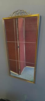 Vintage Spiegel met Messing Lijst, jaren vijftig, Hollywood, Gebruikt, 100 tot 150 cm, Onbekend, Ophalen of Verzenden