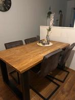 Tafel (160x90) met 4 stoelen, Huis en Inrichting, Tafels | Eettafels, Ophalen, Gebruikt, 50 tot 100 cm, Metaal