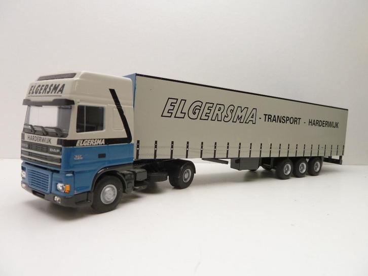 DAF 95 XF  '' Elgersma Harderwijk ''  Lion Car, Hobby en Vrije tijd, Modelauto's | 1:50, Gebruikt, Bus of Vrachtwagen, Lion Toys