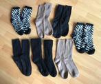 7 paar antislip huissokken in beige, zwart en zebra mt 39-42, Sokken en Kniesokken, Zwart, Ophalen of Verzenden, Zo goed als nieuw
