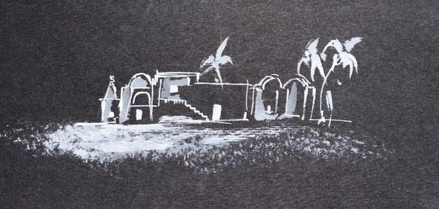 Tunesië, oude pentekeningen, Antiek en Kunst, Kunst | Tekeningen en Foto's, Ophalen of Verzenden