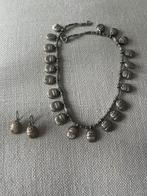 Antiek zilveren scarabee collier met oorbellen, 19e eeuw, Antiek en Kunst, Ophalen of Verzenden, Zilver