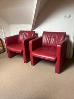 Rode Leolux leren stoeltjes (2 stuks), Huis en Inrichting, Fauteuils, Ophalen, Zo goed als nieuw, Leer, 50 tot 75 cm