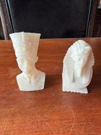 Stenen Egyptische beeldjes – Sfinx & Nefertiti, Verzamelen, Ophalen of Verzenden, Gebruikt, Mens