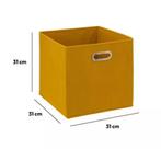4 nieuwe bakken mosterdgeel 31x31x31 v. Kallax Ikea, Overige materialen, Minder dan 50 cm, Nieuw, Ophalen of Verzenden