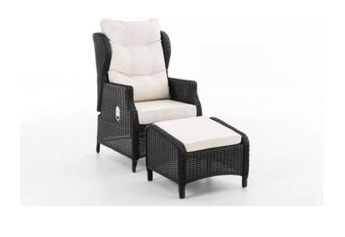 Lounge incl. voetenbank - Tuinstoel - buitenloungestoel, Tuin en Terras, Tuinstoelen, Nieuw, Rotan, Verstelbaar, Ophalen of Verzenden