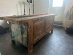 Vintage werkbank met bankschroef & opberg, Doe-het-zelf en Verbouw, Werkbanken, Ophalen, Zo goed als nieuw, Bankschroef
