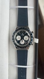 Timex Q Chronograph Blauw Horloge Heren, Overige merken, Leer, Staal, Polshorloge