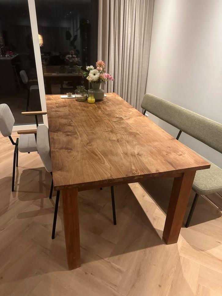 Teak houten eettafel 95x200 - EUR100, Huis en Inrichting, Tafels | Eettafels, Gebruikt, 50 tot 100 cm, 150 tot 200 cm, Vijf personen of meer