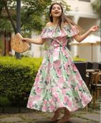 off the shoulder jurk bloemen, Kleding | Dames, Maat 38/40 (M), Overige kleuren, Ophalen of Verzenden, Zo goed als nieuw