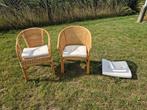Rieten stoelen met kussens, Huis en Inrichting, Stoelen, Ophalen, Gebruikt, Twee, Bruin