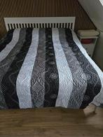 Zgan zwart/wit/grijs beddensprei met pailletten 260x250 cm, Zwart, Overige typen, Tweepersoons, Ophalen of Verzenden