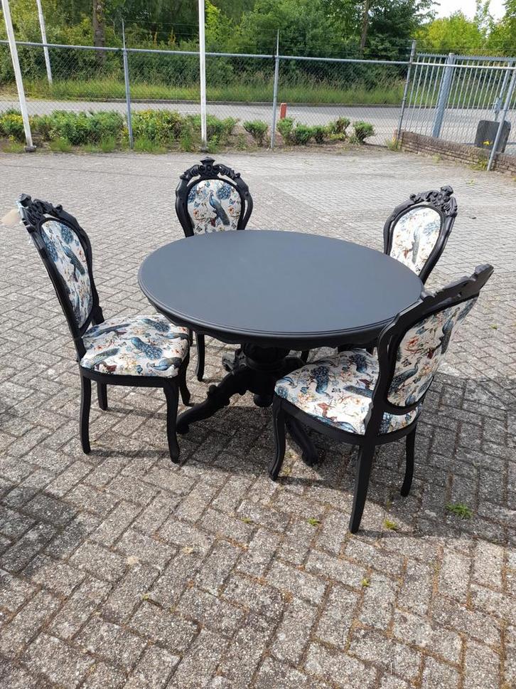 Zwarte barok eethoek compleet of los te koop, Antiek en Kunst, Antiek | Meubels | Tafels, Ophalen