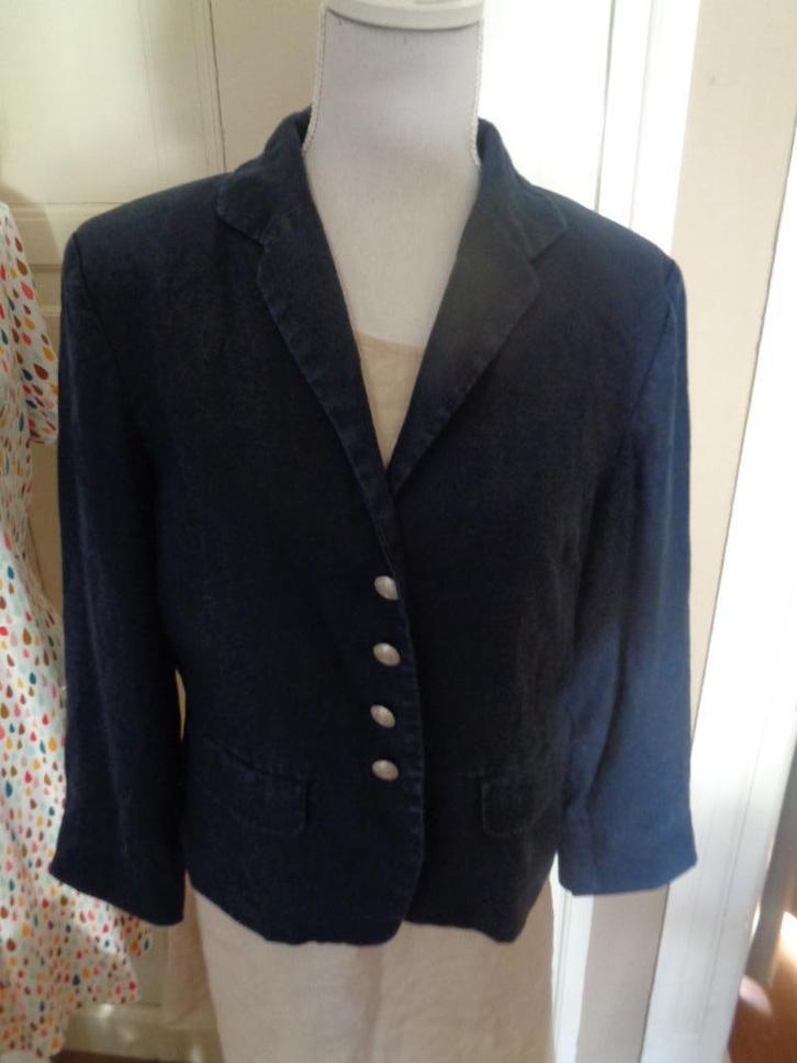 PULLS linnen/katoenen jasje:mt 38, Kleding | Dames, Jasjes, Kostuums en Pakken, Zo goed als nieuw, Jasje, Maat 38/40 (M), Blauw