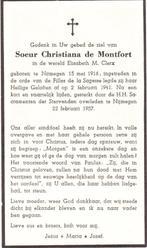 Nijmegen 1916 - 1957 Elisabeth Clerx, Ophalen of Verzenden, Bidprentje