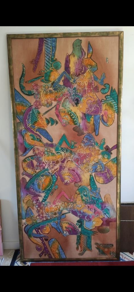 Indonesisch doek / schilderij ingelijst, Ophalen
