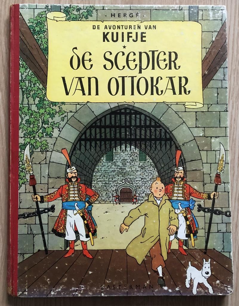 KUIFJE -DE SCEPTER VAN OTTOKAR-HARDCOVER LINNEN RUG-1956, Eén stripboek, Ophalen of Verzenden, Zo goed als nieuw, Hergé