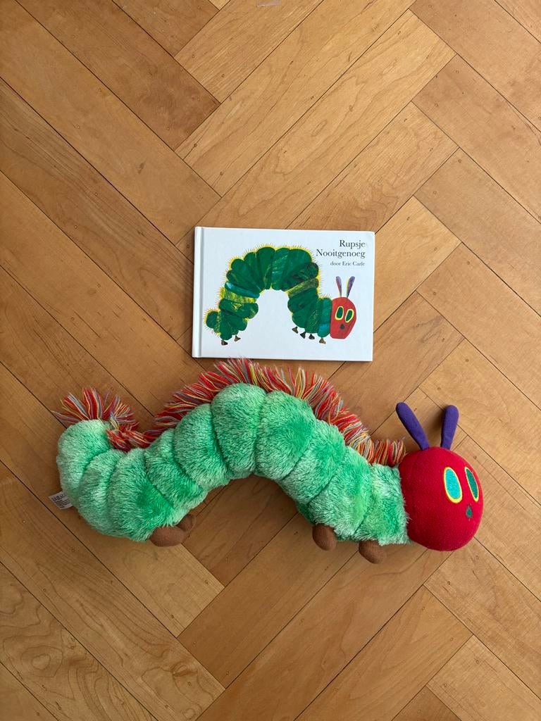 Rupsje Nooitgenoeg knuffel en boek Eric Carle set!, Kinderen en Baby's, Speelgoed | Babyspeelgoed, Zo goed als nieuw, Overige typen