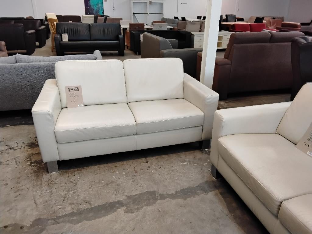 2x leren bank Montel, 125= per stuk., Ophalen, Gebruikt, Tweepersoons, Rechte bank