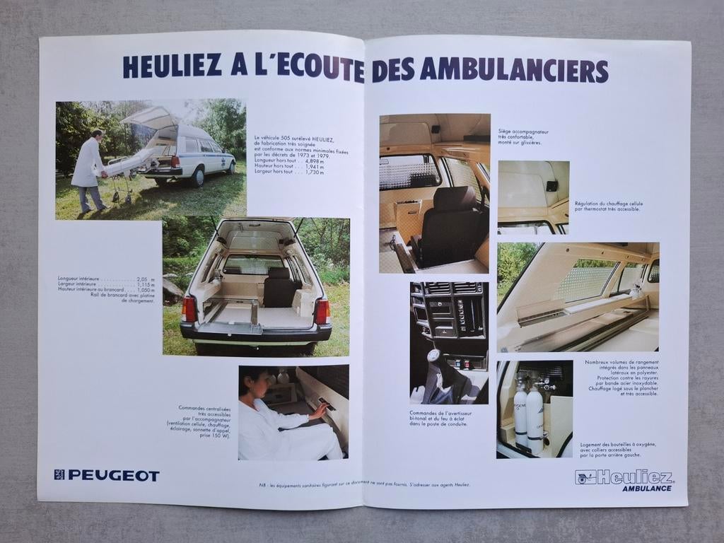 Peugeot 505 / J5 Heuliez Ambulance folder - 1986, Ophalen of Verzenden, Zo goed als nieuw, Peugeot