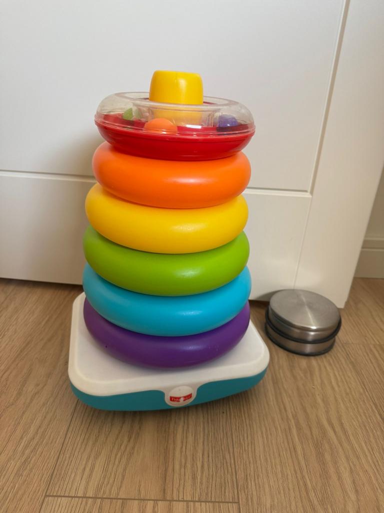 Fisher-Price Regenboog Ringentoren met Rammelaar, Ophalen of Verzenden, Gebruikt, Overige typen