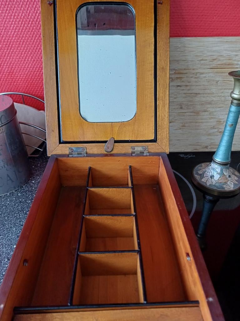 Antieke Houten Scheerkist met Spiegel, Antiek en Kunst, Ophalen