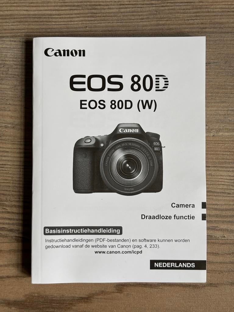 Canon EOS 80D Basisinstructiehandleiding (Nederlands), Boeken, Ophalen of Verzenden, Zo goed als nieuw, Techniek