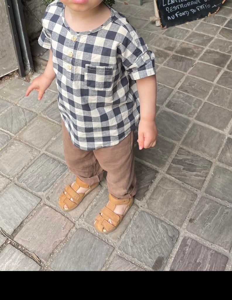 Donkerblauw ecru geruite top maat 98, Kinderen en Baby's, Kinderkleding | Maat 98, Ophalen of Verzenden, Zo goed als nieuw, Jongen of Meisje