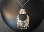 Vintage Boho Erol zilveren ketting met turquoise steen 950, Ophalen of Verzenden, Zo goed als nieuw, Zilver