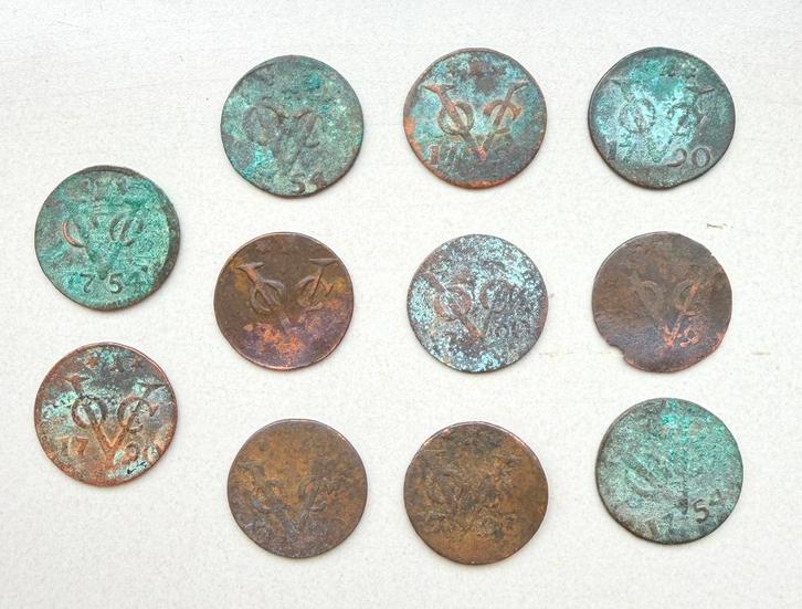 11x Originele VOC-Duiten (1754–1790), Postzegels en Munten, Munten | Nederland, Setje, Overige waardes, Vóór koninkrijk, Ophalen of Verzenden