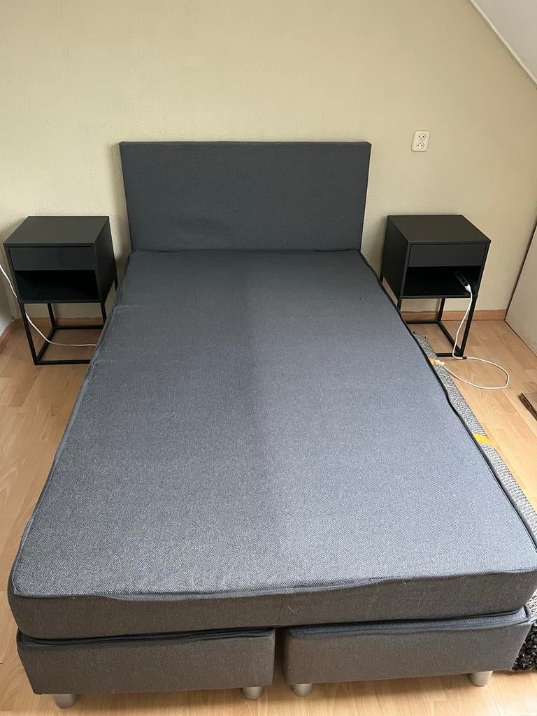 Twijfelaar bed met 2 nachtkastjes, Ophalen, Gebruikt, Twijfelaar, 120 cm