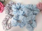 Handgemaakte scrunchies, set van 3, 100% katoen, blauwe stof, Kleding | Dames, Overige Dameskleding, Handgemaakt, Verzenden, Nieuw