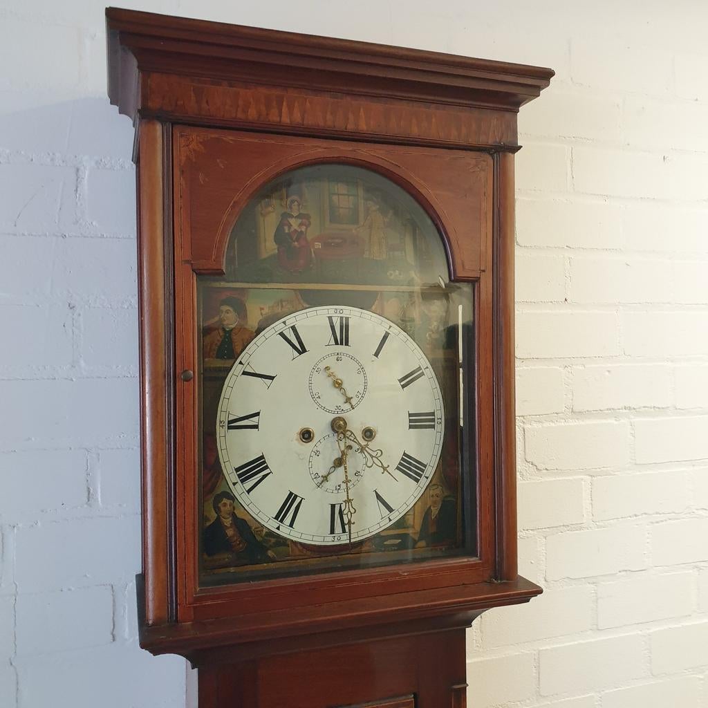 Zeer mooie Engelse staande 8 daagse klok antiek, Antiek en Kunst, Ophalen