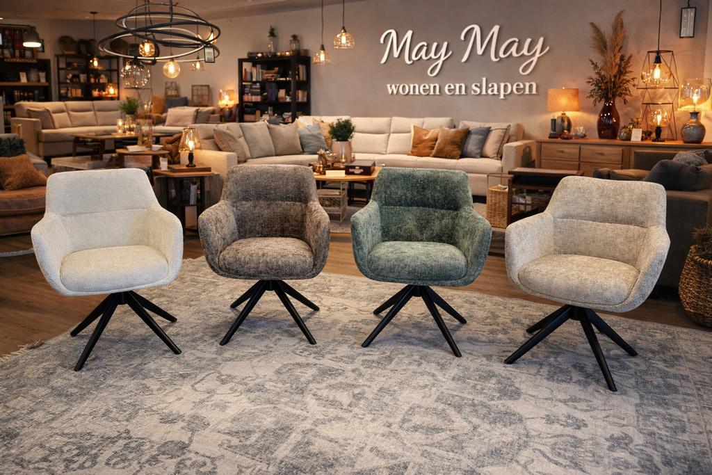 Eetkamerstoel Pien in 4 kleuren 360° Direct leverbaar E-7344