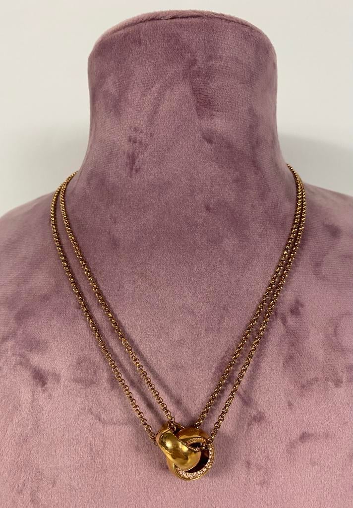 DKNY ketting – goudkleurig – dubbele ketting met hanger, Overige materialen, Met strass, Verzenden, Zo goed als nieuw