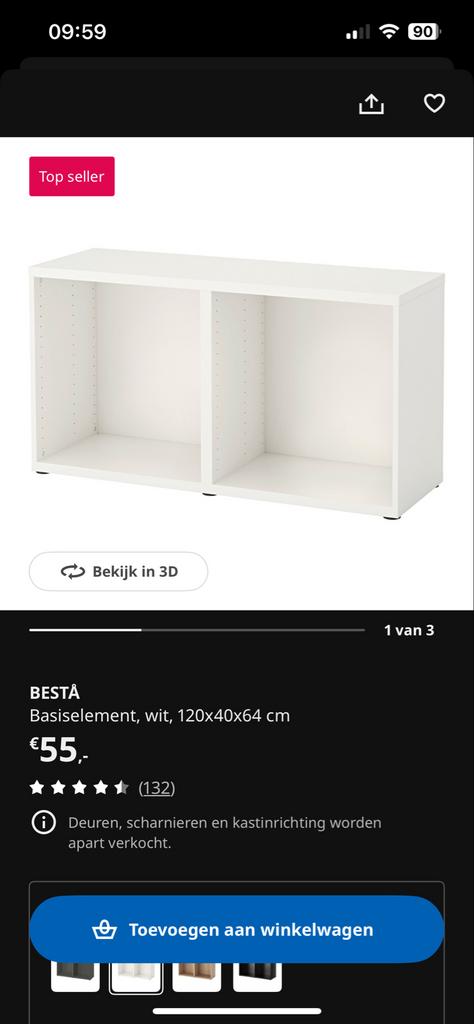 BESTA IKEA kast met planken, scharnieren, deuren, wandrails, Ophalen, Zo goed als nieuw