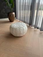 Poef van leer., Ophalen of Verzenden, Rond, Leer, 50 tot 75 cm