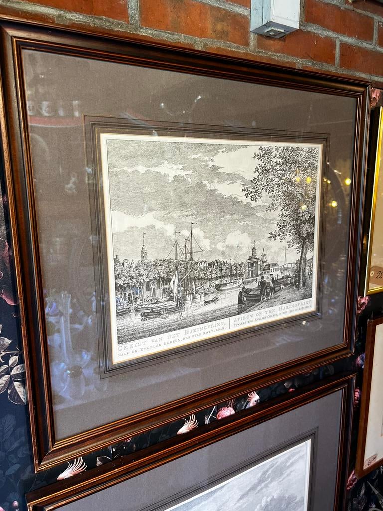 Zeer grote gravure van het Haringvliet, Antiek en Kunst, Kunst | Etsen en Gravures, Ophalen of Verzenden