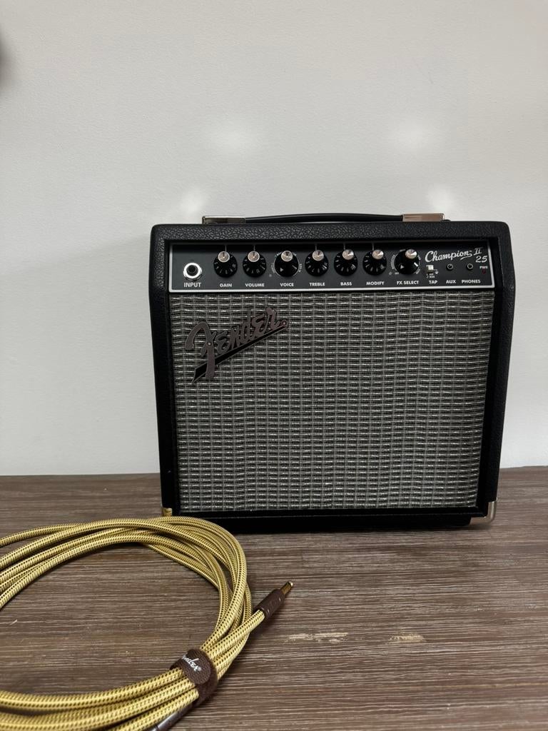 Fender Champion II 25 Gitaarversterker + Fender Kabel - ZGAN, Ophalen, Zo goed als nieuw, Minder dan 50 watt