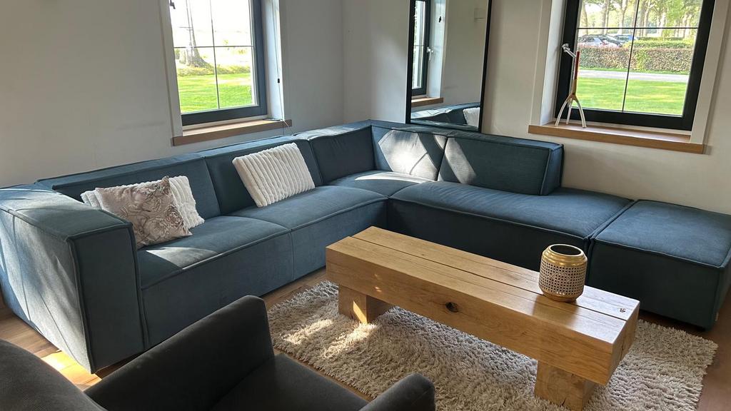 By Sidde Sommer hoekbank + hocker blauw, Ophalen, Gebruikt