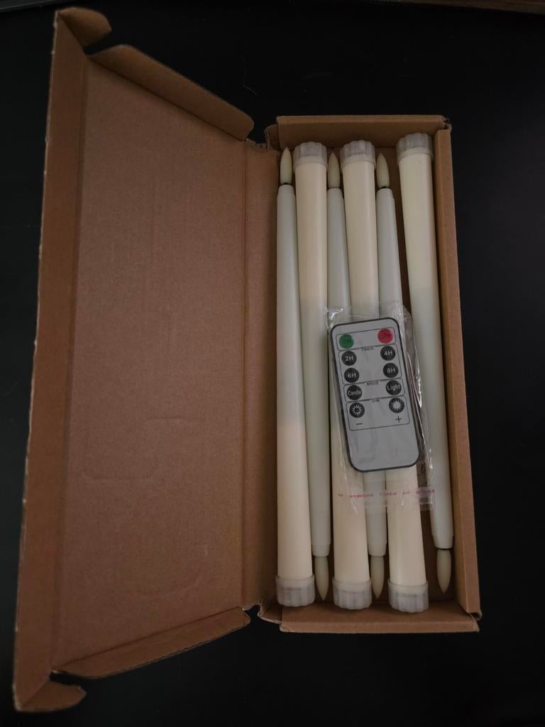 6 LED Kaarsen met Timer - Sfeervolle Verlichting, Kunststof, Nieuw, Ophalen of Verzenden, Crème