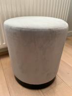 Ronde poef lichtgrijs velours - Goossens, Ophalen, Minder dan 50 cm, Rond, Zo goed als nieuw
