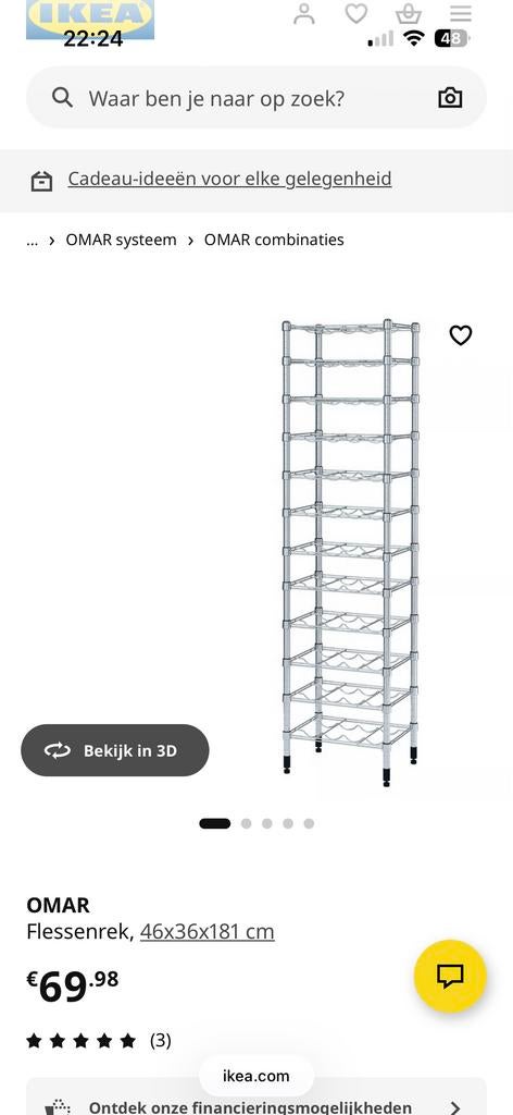 IKEA OMAR Flessenrek wijnrek, Ophalen of Verzenden, Zo goed als nieuw